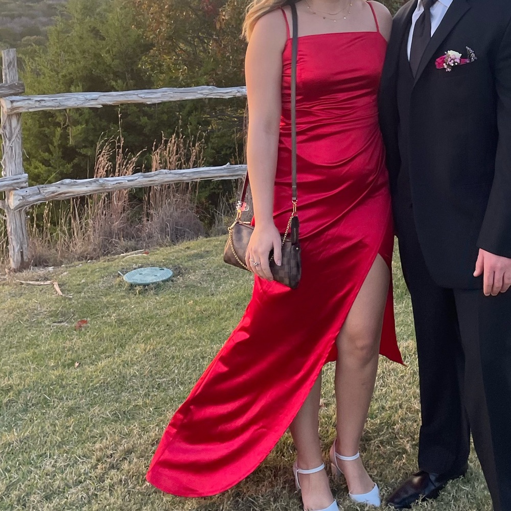 red petal and pup formal gown
